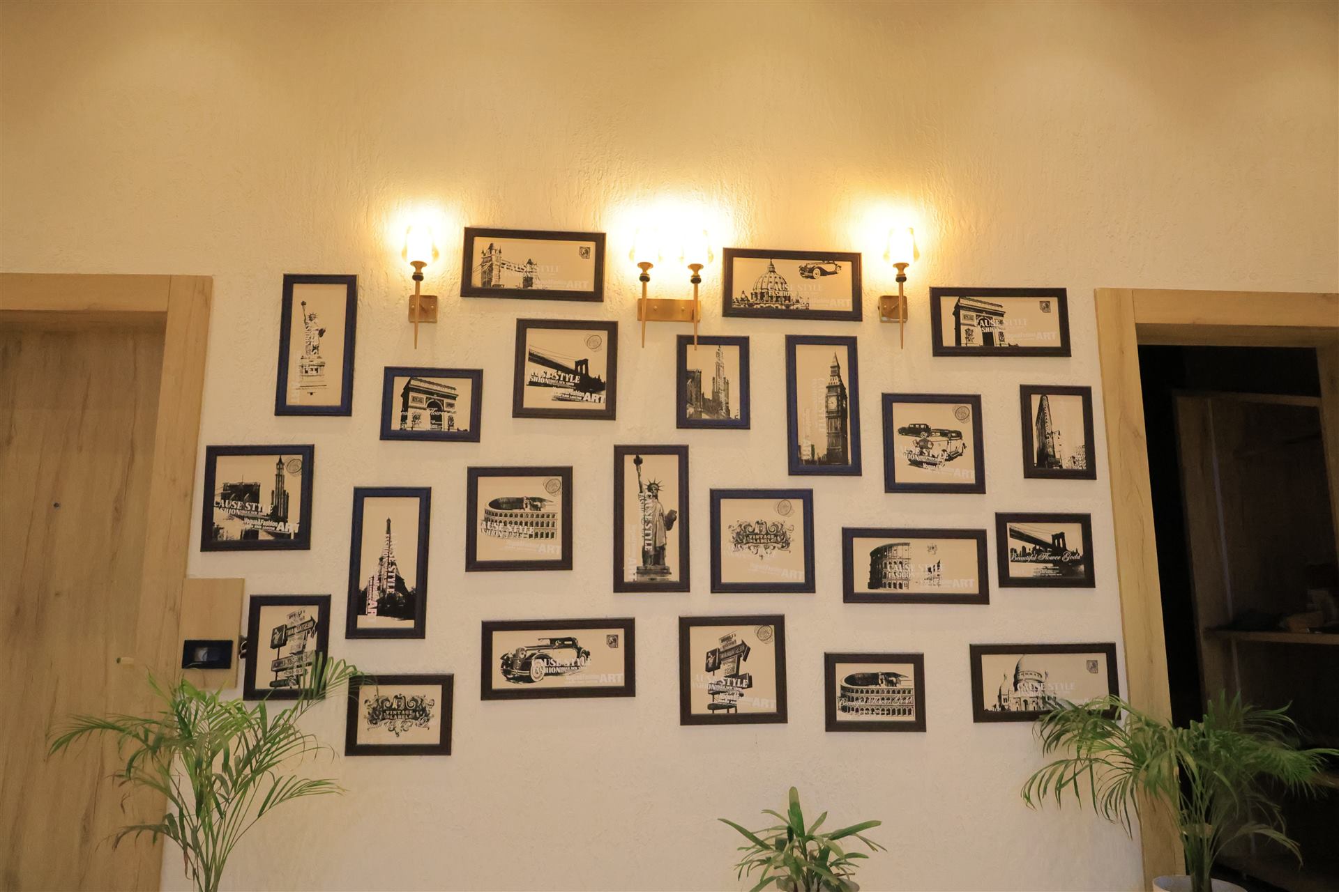 Framed travel art wall closeup